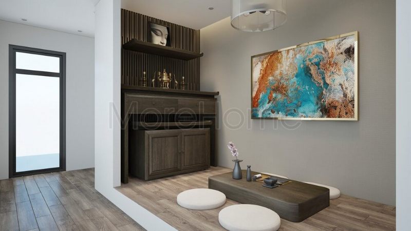 Thiết kế phòng thờ riêng với nội thất gỗ tự nhiên đẹp sang trọng cho không gian thờ cúng trang nghiêm