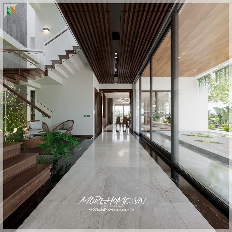 Thiết kế hàng lang nhà phố,biệt thự hiện đại nơi di chyển giữa các không gian phòng với nhau mang tới điểm kết nối gắn kết
