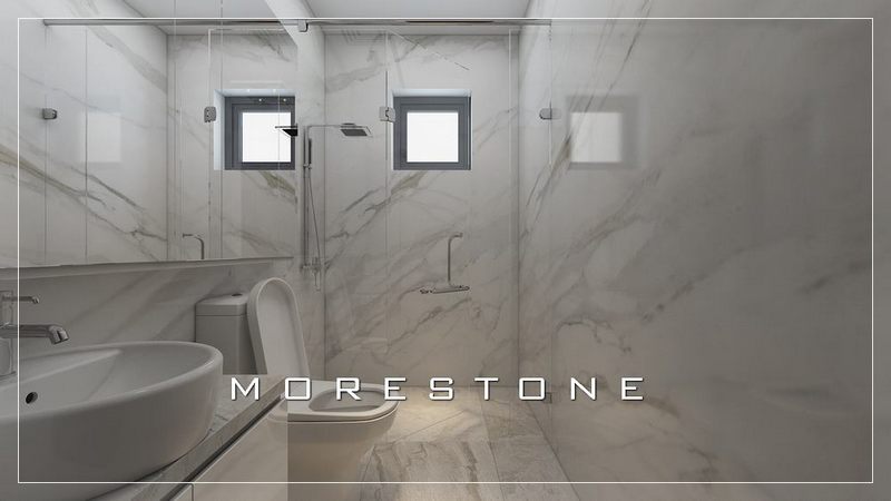 Nét đẹp tự nhiên từ các vân đá Marble trắng Hy Lạp làm cho căn phòng tắm trở nên sang trọng