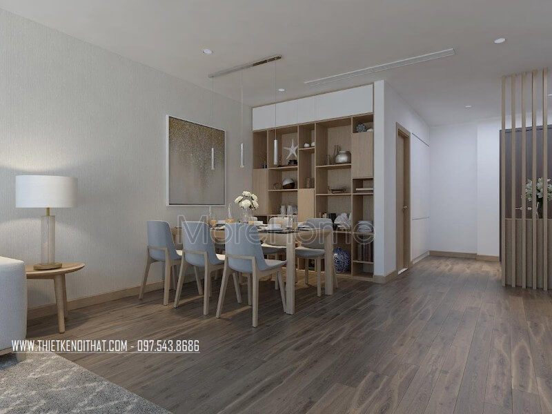 Nội thất phòng ăn hiện đại được thiết kế rất đơn giản.